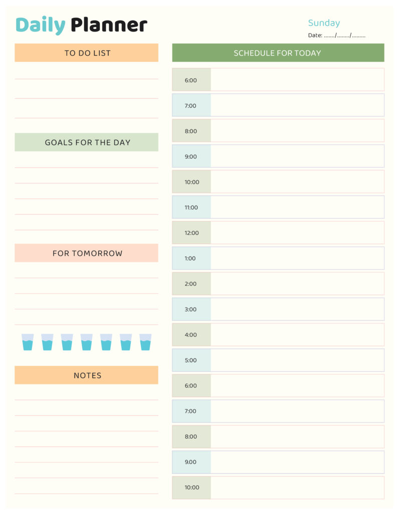 free daily planner template